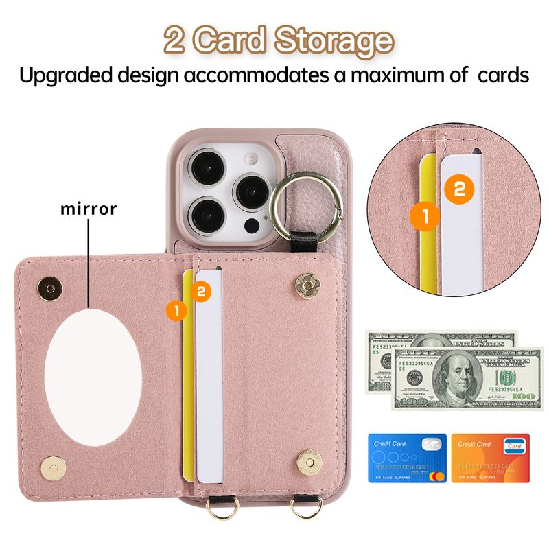 Suitable For 17 Pro Max Card Slot Mobile Phone Case Crossbody 16 15 Plaid Mobile Phone Leather Case_voghion.com