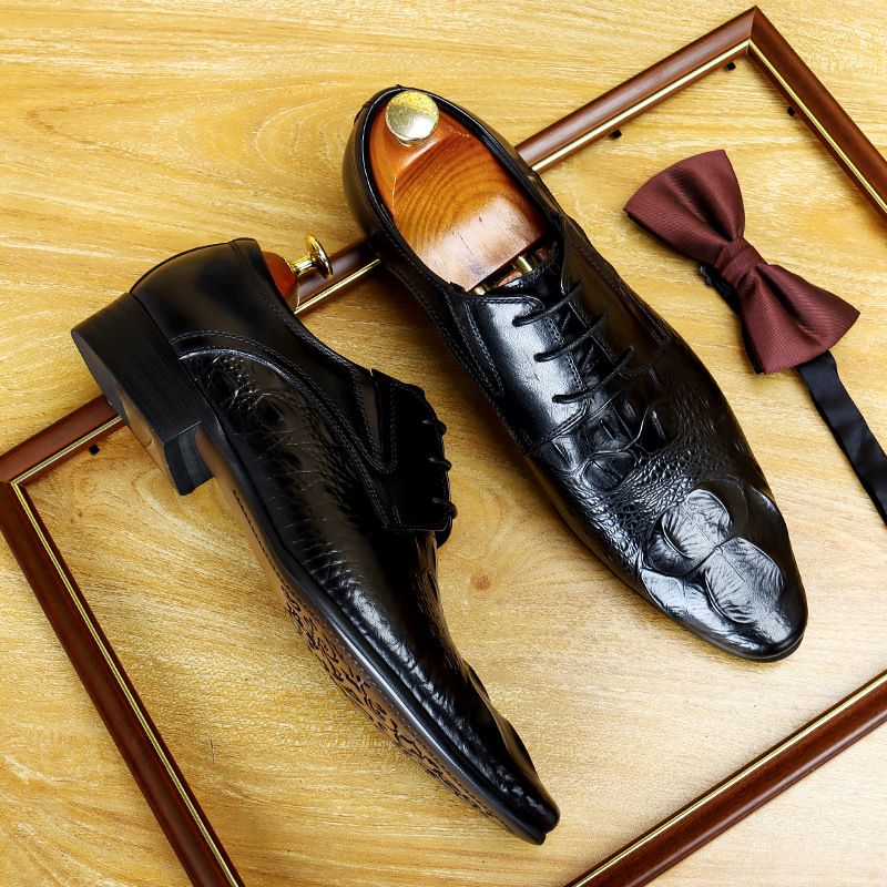 Regal Footwear Herrenschuhe im europäischen Stil mit Krokodilmuster, Leder, große Größe_voghion.com
