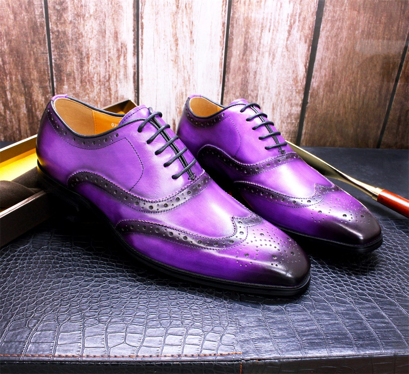 Scarpe da uomo in pelle brogue stile britannico, scarpe Oxford da uomo fatte a mano, scarpe da lavoro casual in pelle, esplosione da uomo_voghion.com