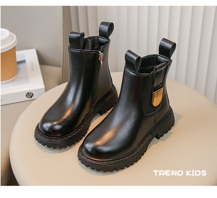 Chaussures pour enfants bottes Martin pour filles printemps et automne 2024 bottes courtes pour enfants de style britannique pour bébés filles bottes en cuir à semelle souple de style occidental_voghion.com