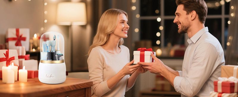 Rotating 7-Slot Toothbrush Holder With Drain - Electric Brush Storage_voghion.com