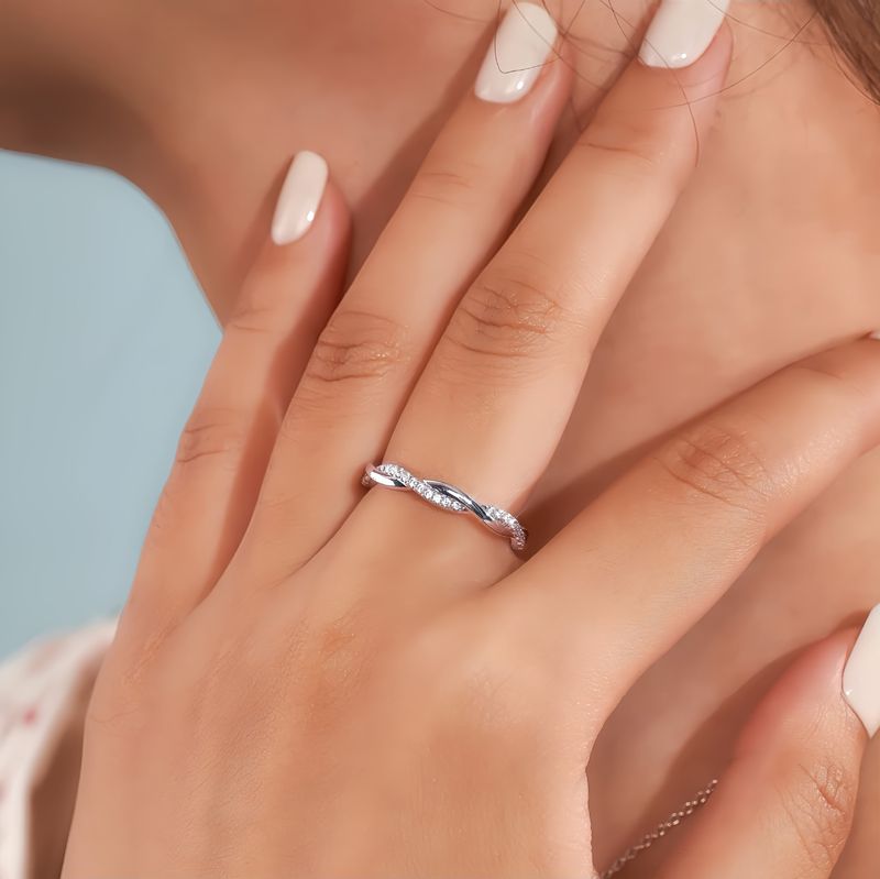 Anello impilabile Lives Three Worlds Diamond da 1 carato per donna, semplice, alla moda, versatile e di alta qualità._voghion.com