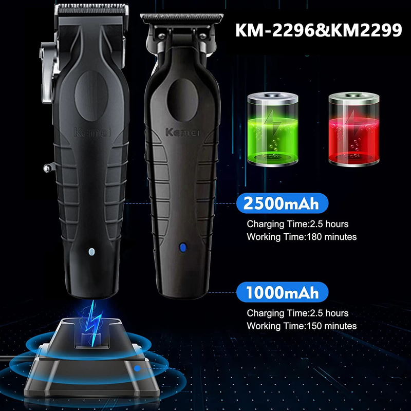 Kemei KM-2296 KM-2299 KM-1102 Professionelt hårklippersæt elektrisk barbermaskine til mænd til mænds trimmermaskine_voghion.com