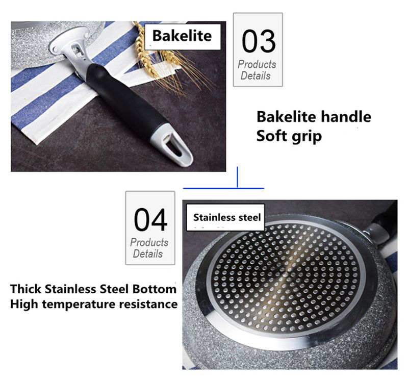 Sartén wok de piedra duradera, antiadherente, de cerámica, para inducción, ideal para cocinar en la cocina a gas o para carne._voghion.com