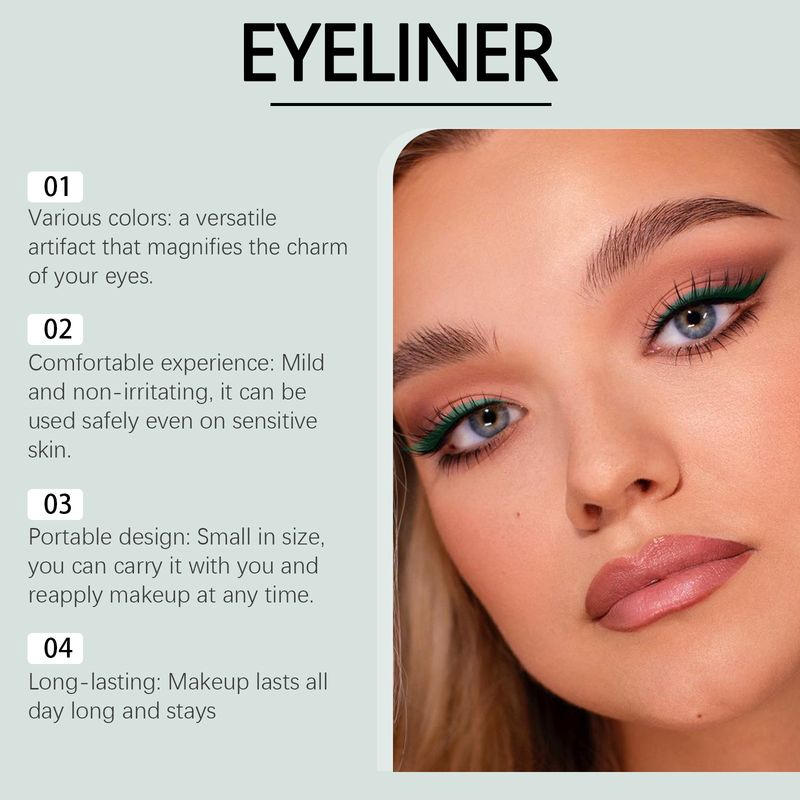 EELHOPE Dunkelgrüne Farbe Feuchtigkeitsspendender, glatter, nicht leicht zu verwischender Eyeliner für das tägliche Augen-Make-up_voghion.com