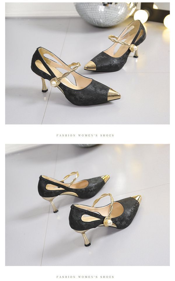 Nuove scarpe col tacco alto a punta cinesi in stile nazionale per l'estate 2025, con tacco sottile e un tocco di lusso. Baotou da donna_voghion.com