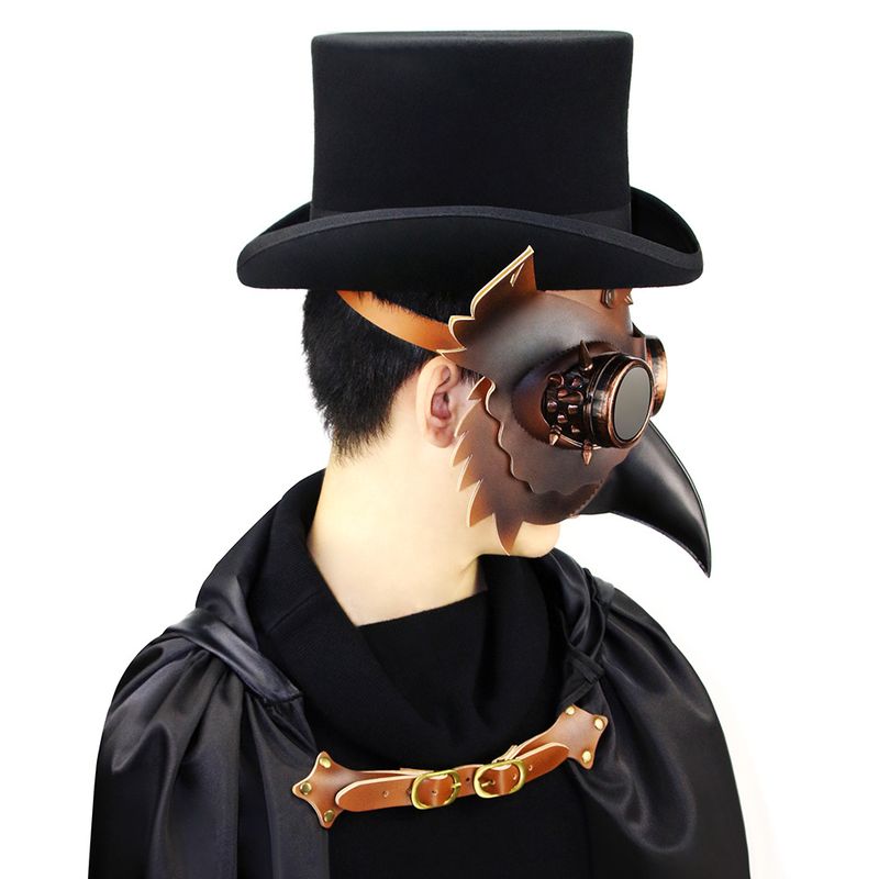 Steampunk medieval Plague Beak Mask Halloween PU Animal mask bar props_voghion.com