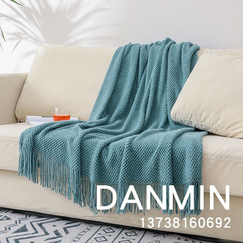 2025 Morandi tinta unita lavorato a maglia Homestay End decorativo copriletto spesso scialle copridivano coperta_voghion.com