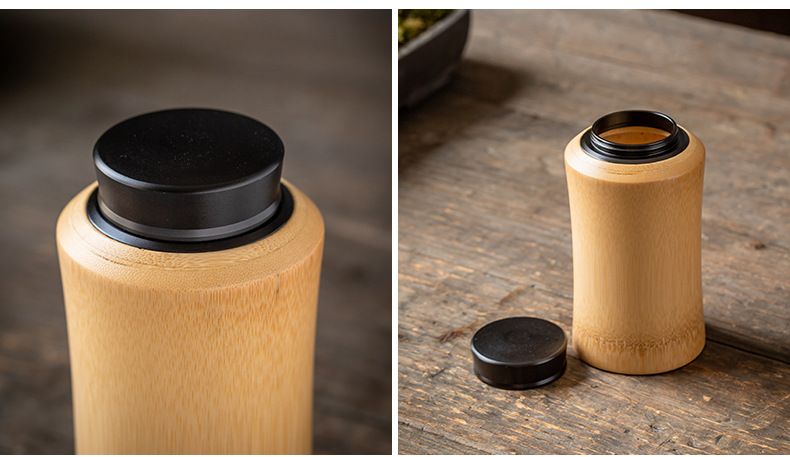 Bamboo Sealed Tea Caddy Handmade Wood Chinese Style Bamboo Container Portable Bamboo Tea Canister for Household Use_voghion.com