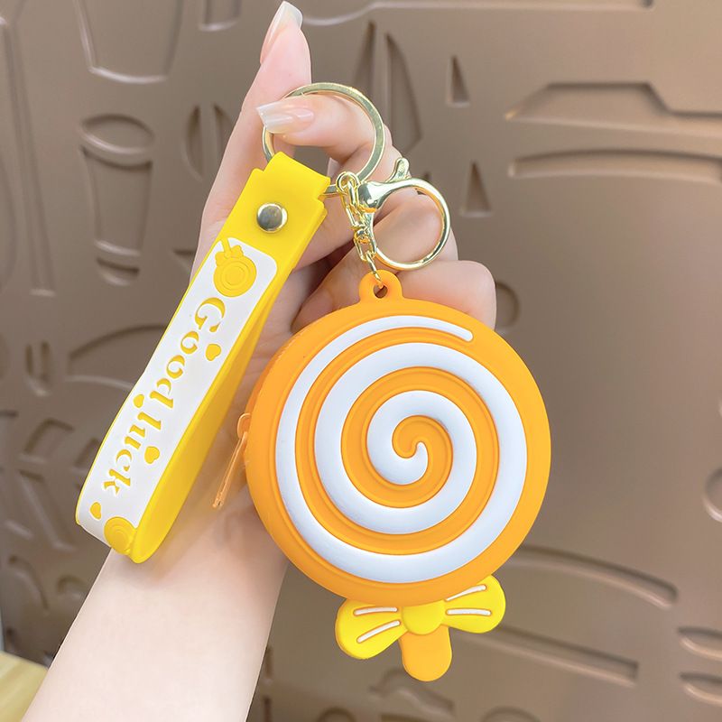 Mini chaveiro de silicone com pingente de rosquinha colorida, chaveiro de pirulito de desenho animado, decoração de mochila_voghion.com