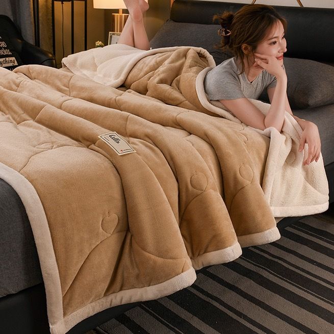 New Thickened Lamb Fleece Blanket Milk Fleece Blanket Nap Sofa Blanket Air Conditioning Blanket Single Double Blanket Gift_voghion.com
