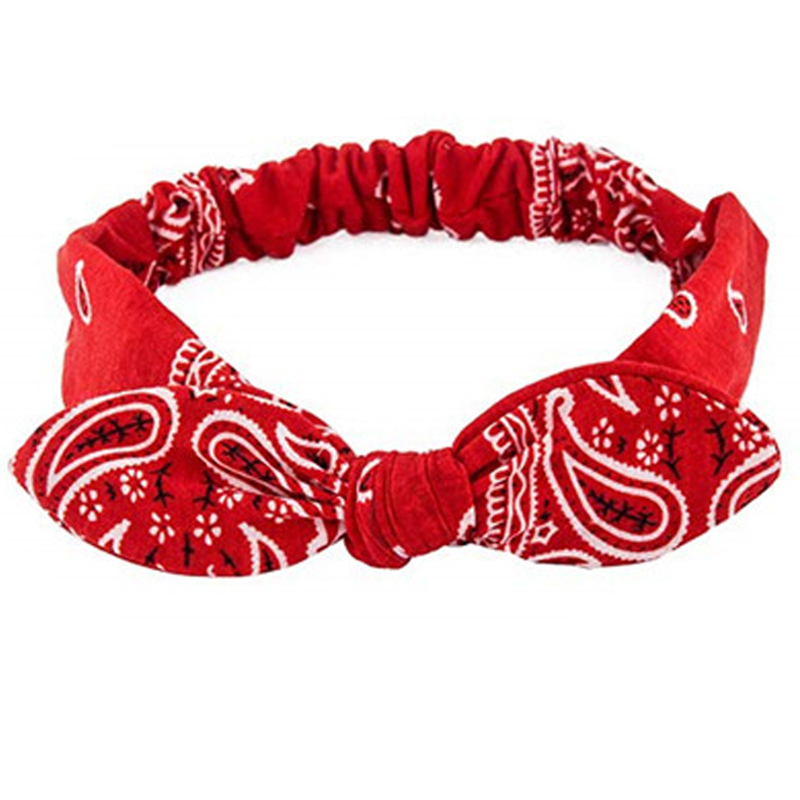 Paisley Print Boho galvos juosta Minkštos galvos juostos Vintage Bowknot elastinės plaukų juostos Plaukų aksesuarai_voghion.com