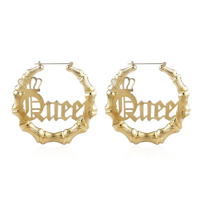 Fashionable Personality Queen Crown Hollow Bamboo Knot Earrings Jewelry_voghion.com
