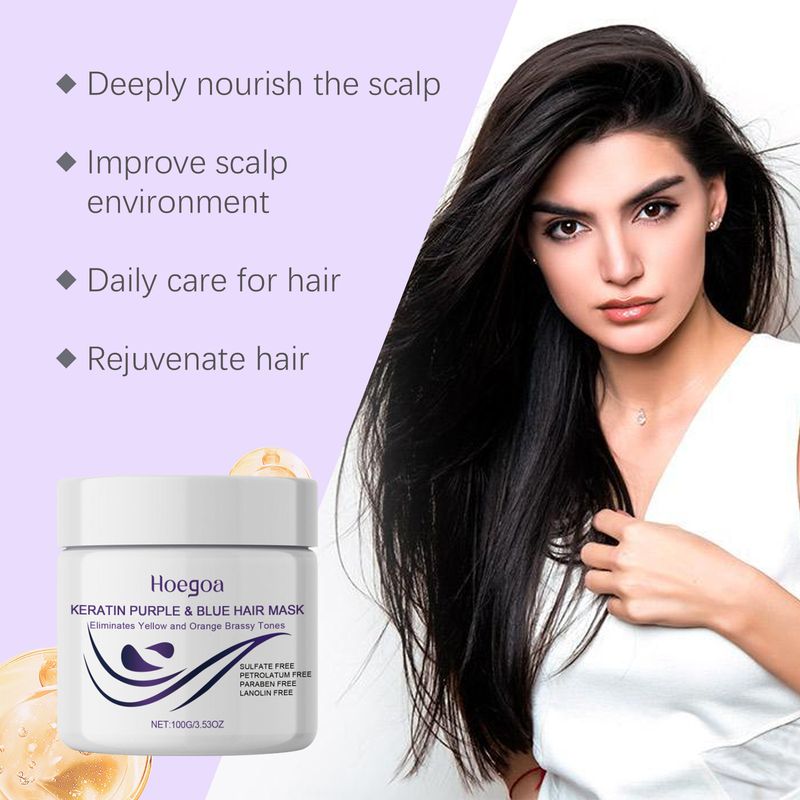Maschera nutriente idratante Hoegoa Keratin Purple per capelli lisci, delicati e lucenti_voghion.com