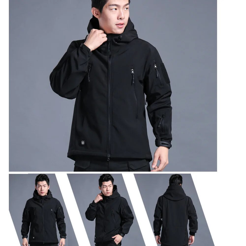 Giacca soft shell da uomo antivento, antispruzzo, calda in pile, tuta tattica, giacca ispessita_voghion.com