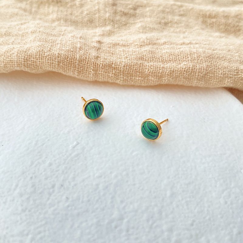 Kleiner Naturstein Messing vergoldet mit K Echtgold, Hochwertige Türkis Ohrringe, Süßwasserperlen Ohrringe_voghion.com