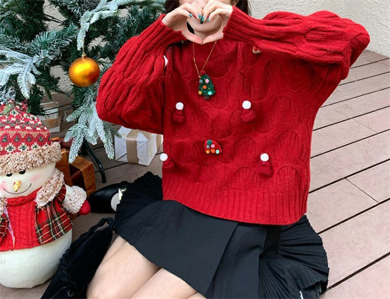 Lockerer, lässiger Weihnachtspullover für Damen_voghion.com