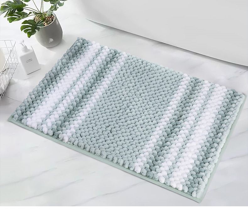 Küsten-Chenille-Teppich – weiche, gestreifte Fußmatte für Wohnzimmer, Schlafzimmer und Badezimmer, maschinenwaschbarer Polyesterteppich (mehrere Größen und Farben)_voghion.com