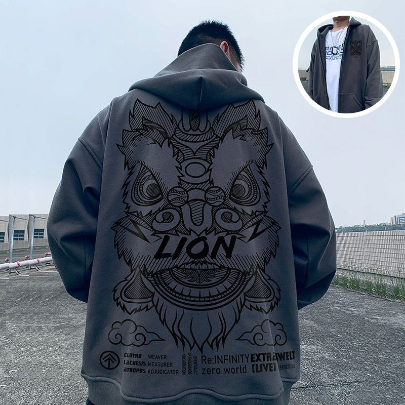 Felpa con cappuccio con cerniera di marca taglie forti Abito da coppia Primavera e autunno Maglione cardigan alla moda da uomo grasso_voghion.com