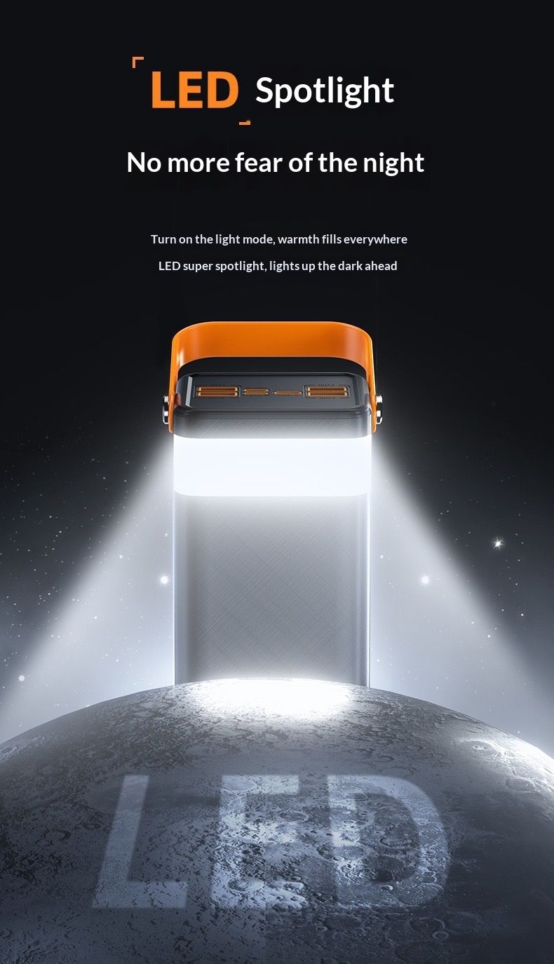 Cross-Border Solar 100000mAh Grote Capaciteit 120W Supersnel Opladende Campinglamp Buiten Live Streaming Powerbank_voghion.com