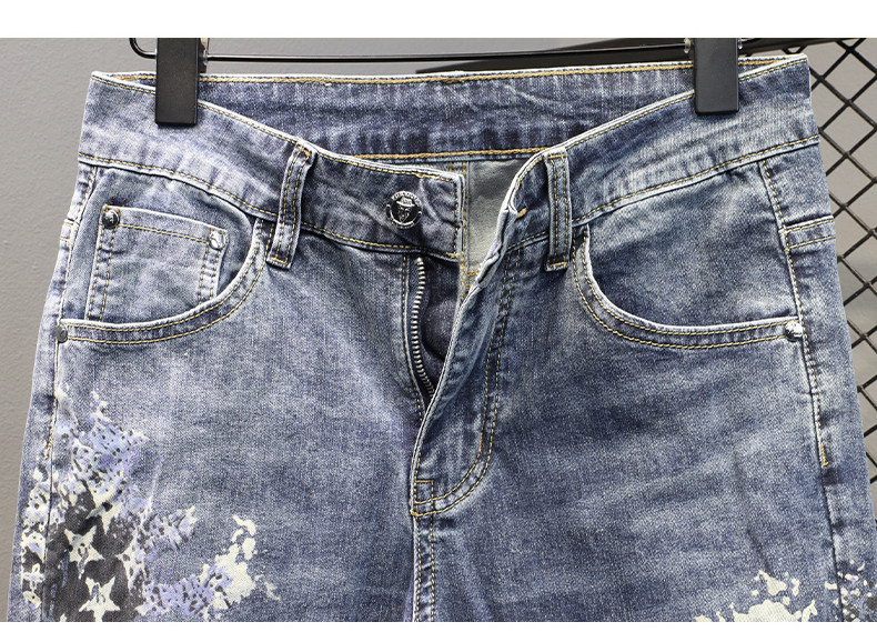 Pomlad/jesen 2024, nove blagovne znamke s potiskom, moške, trendovske in personalizirane, vodooprane, elastične, slim fit kavbojke za majhna stopala_voghion.com