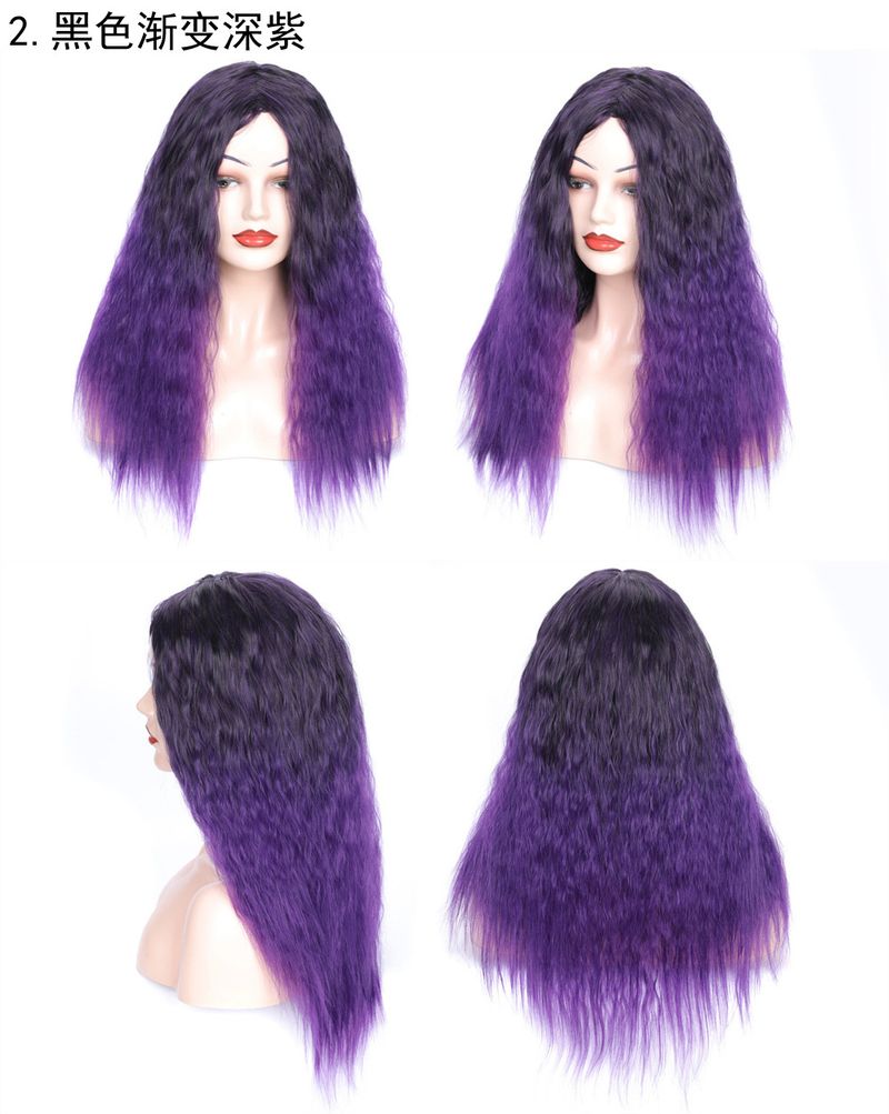 Matte realistic corn perm long curly hair wig head wool curl middle long hair wig head fluffy curly hair wig_voghion.com