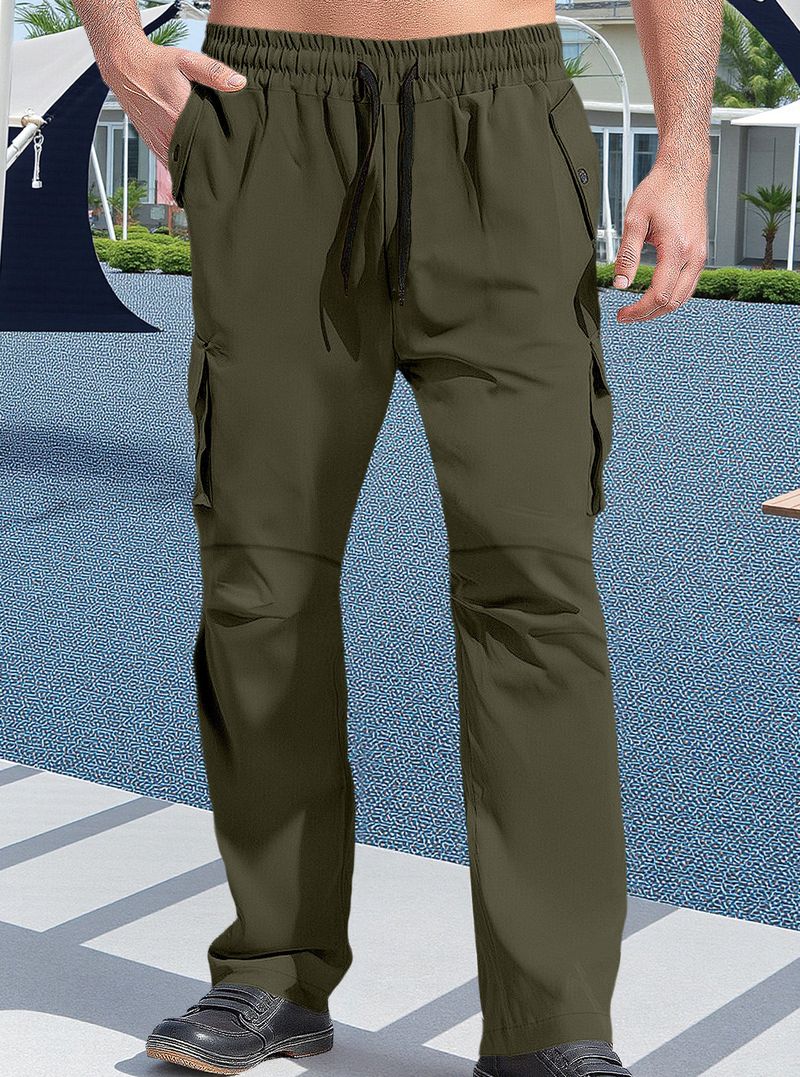 Men's Retro Outdoor Work Pants - Stylish Straight-Leg Cargo Pants With Multiple Pockets, Comfortable & Lightweight For Casual Wear_voghion.com