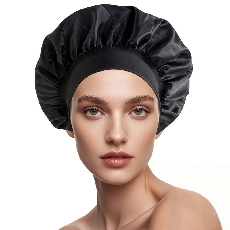 Cross-Border New Women's Wide-Brim High Elasticity European And American Beauty Salon Shower Cap Polyester Hair_voghion.com