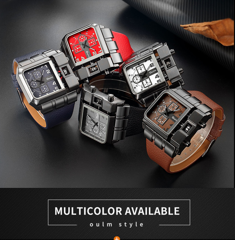 Men's Classic Square Quartz Watch With PU Strap Large Dial, Movement, Fashionable Casual Timepiece Casual Leather Belt Watch Personality Square_voghion.com