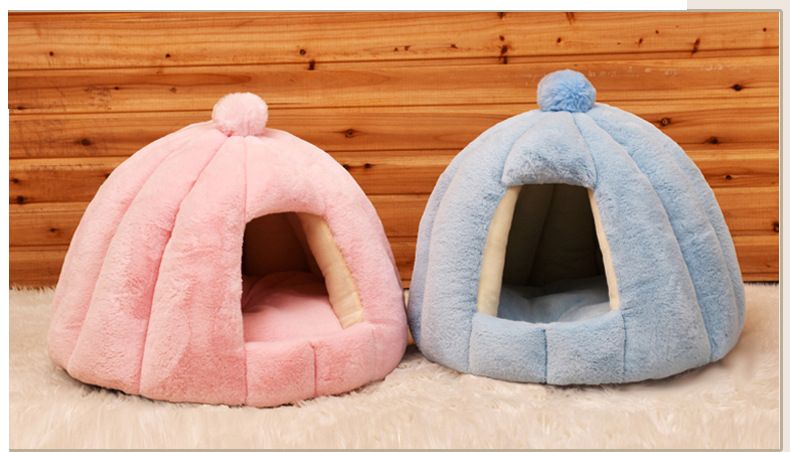 Cuccia rotonda Cuccia semi-chiusa per gatti e conigli piccoli Cuccia soffice per autunno e inverno Cuccia imbottita per animali domestici Cuccia per cani di piccola e media taglia_voghion.com