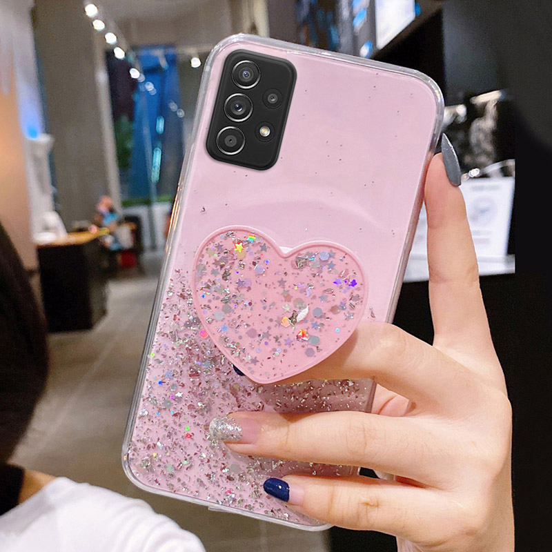 Coque za Samsung S21 Ultra Case Bling Glitter Heart Holder Cover Samsung Galaxy S21 FE Plus S21Ultra S 21 S2 1 Phone St_voghion.com