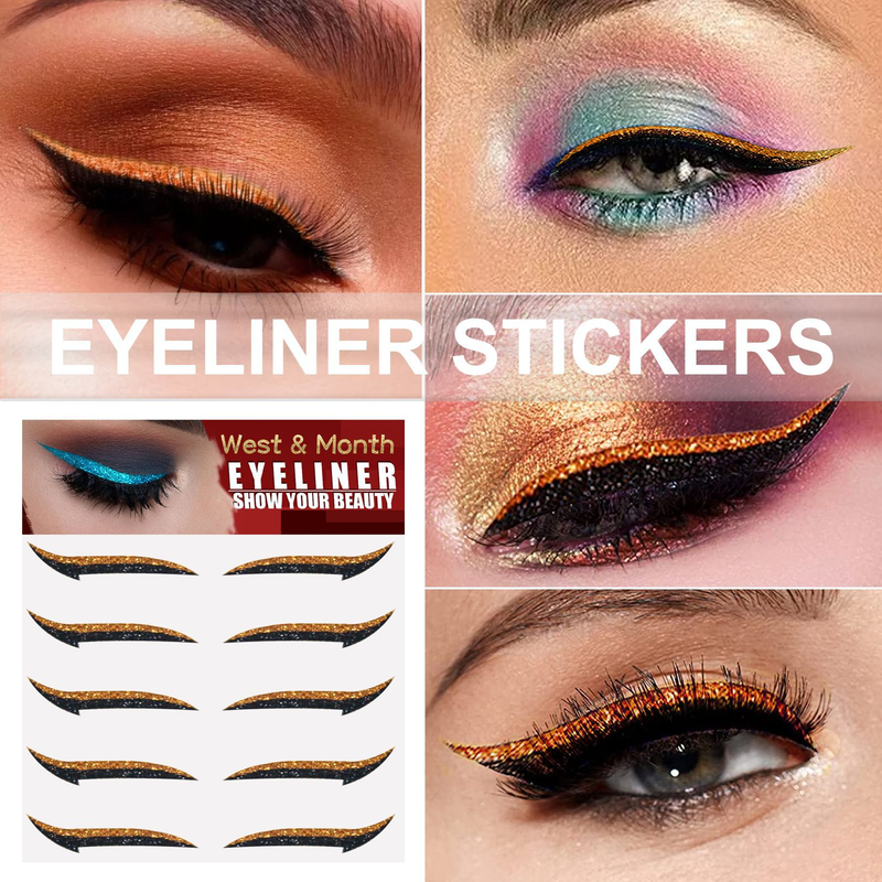 West&Month eyeliner five pairs of self-adhesive shadow stage party nightclub eye makeup patch_voghion.com