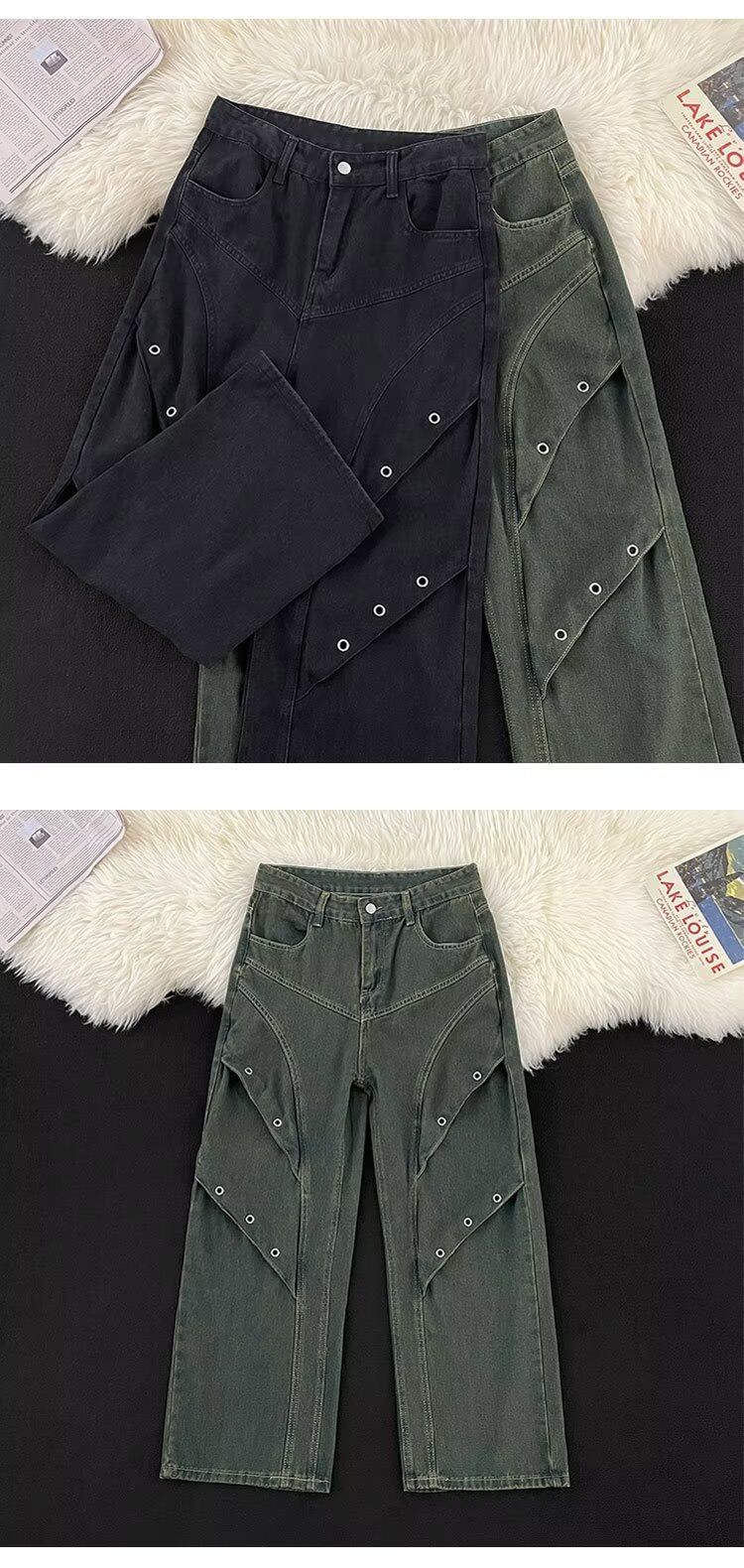 2024. gada American Wide Jeans vīriešu pavasara un rudens modes zīmola brīvas, taisnas kājas, ikdienas, garas bikses._voghion.com