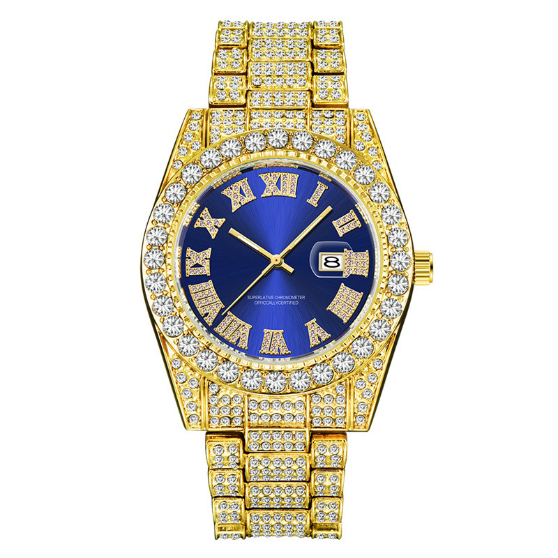 Marke Männer Gold Voller Diamant Hip Hop Datum Quarz Uhren 3582_voghion.com