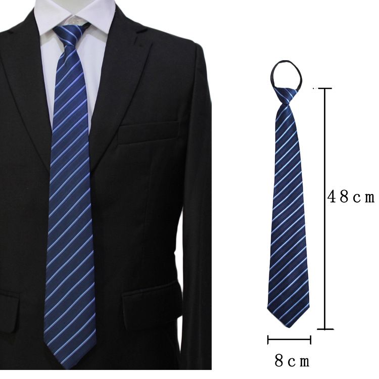 Cerniera sottile a righe da uomo per sposo, matrimonio, blu e nero, comoda, senza lacci, facile da tirare, abbigliamento formale da lavoro_voghion.com