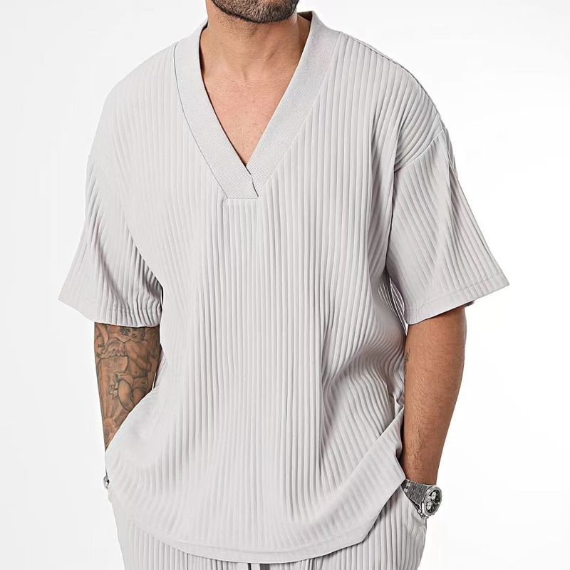 T-shirt d'été à manches courtes et col en V pour homme, décontracté, à séchage rapide_voghion.com