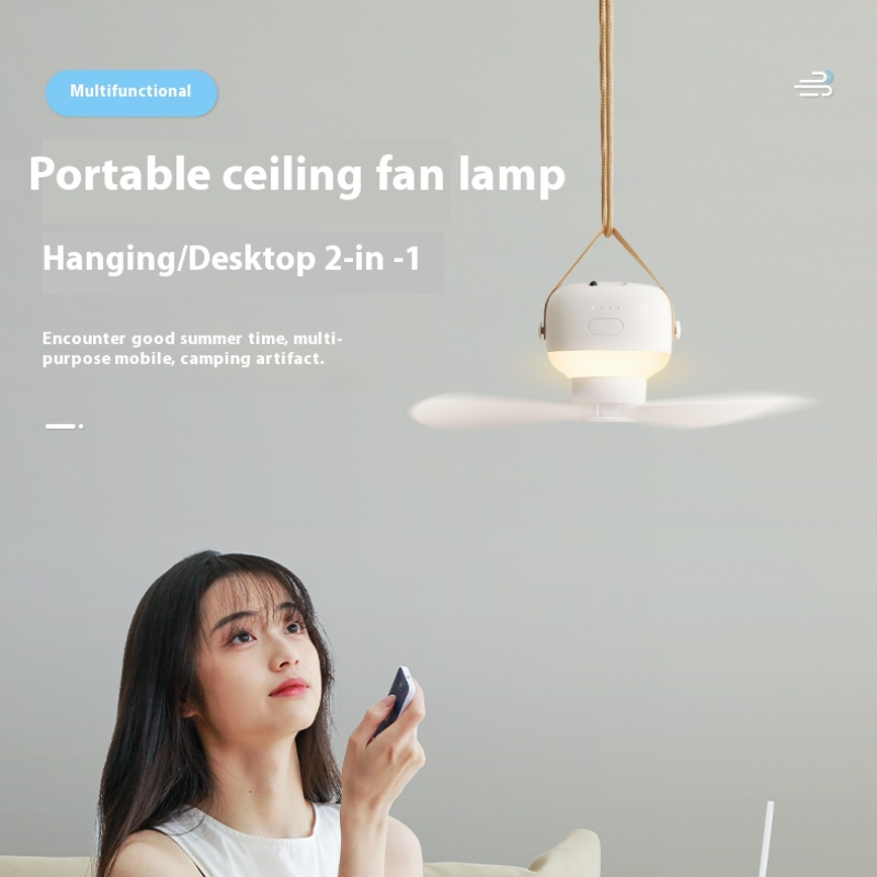 Tragbare Deckenventilatoren, wiederaufladbarer elektrischer LED-Ventilator, Nachtlampe, für Zuhause, Outdoor, Camping, Zelt, Hängeventilator, Licht mit Fernbedienung_voghion.com