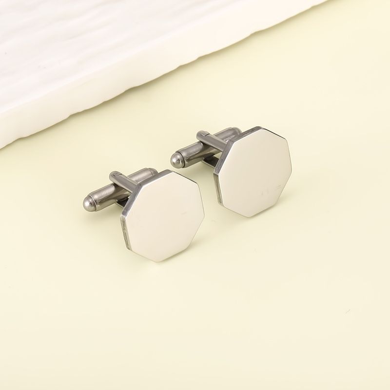 new hot selling stainless steel polished octagonal cufflinks men's shirt suit versatile cufflink_voghion.com