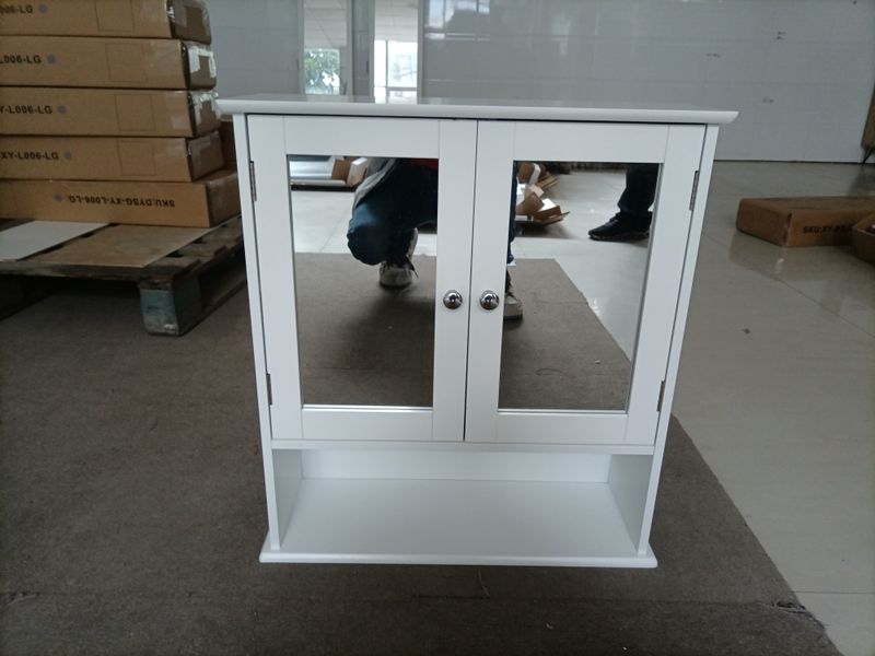 Badezimmerschrank Mit Spiegel, Weißer Medizinschrank Mit Verstellbarem Regal, Für Bad & Küche_voghion.com