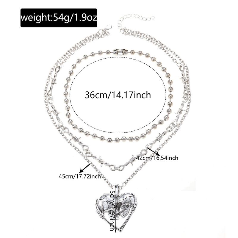 Punk Pendant Wholesale Retro Skull Heart Shaped Stacking Necklace Personalized Niche High End Halloween Jewelry_voghion.com