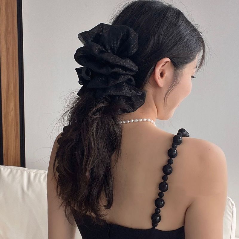 Clemă de prindere 1 buc fundă mare fete nisip cu bule farfurie mare agrafă de păr adolescente coafură plasă roșie spatele capului lingură clemă_voghion.com