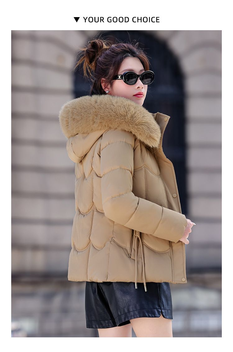 Women's Winter Parka With Detachable Faux Fur Hood – Slim-Fit Short Puffer Jacket, Plush Lined, Raccoon Dog Fur Trim, Zipper Closure (5 Colors)_voghion.com