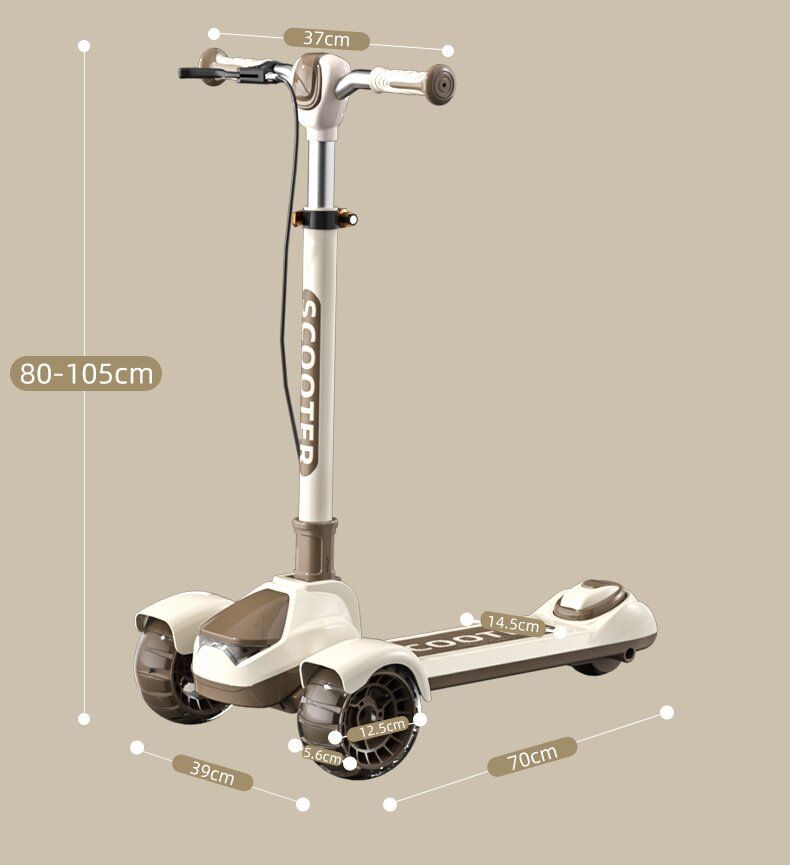 Büyük Çocuklar İçin Scooter Yanıp Sönebilir, Ergen Tek Bacaklı Scooter Üç Tekerlekli Çocuk Katlanabilir Oyuncak Araba_voghion.com