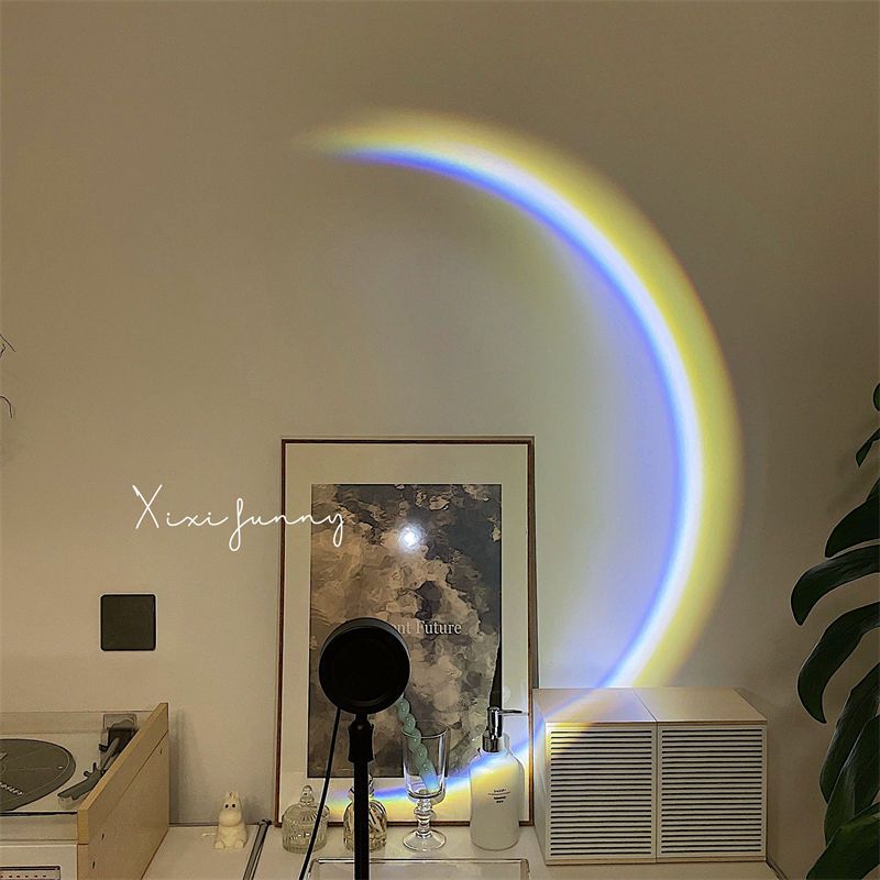 【Coleção de 40000 pessoas】 Ins minimalista lua projeção quarto internet famosa atmosfera arco-íris noite menina coração_voghion.com