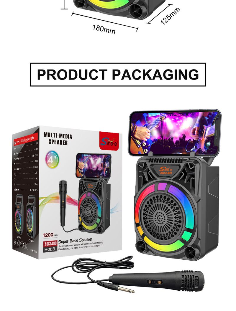 ZQS1499 Gränsöverskridande utrikeshandel utomhus bärbar fyrkantsdans trådlös Bluetooth-högtalare festkaraoke ljud_voghion.com