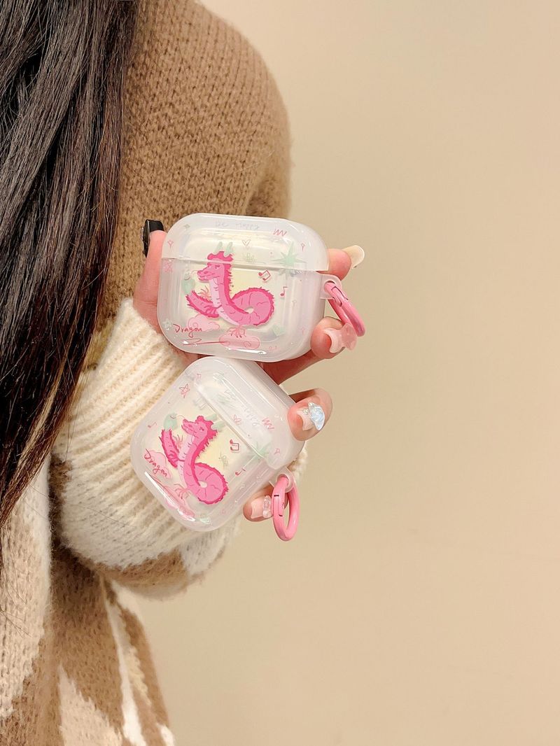 Pink Dragon for airpods 3 protective case pro2 Bluetooth 1/2 generation earphone case Chinese style_voghion.com