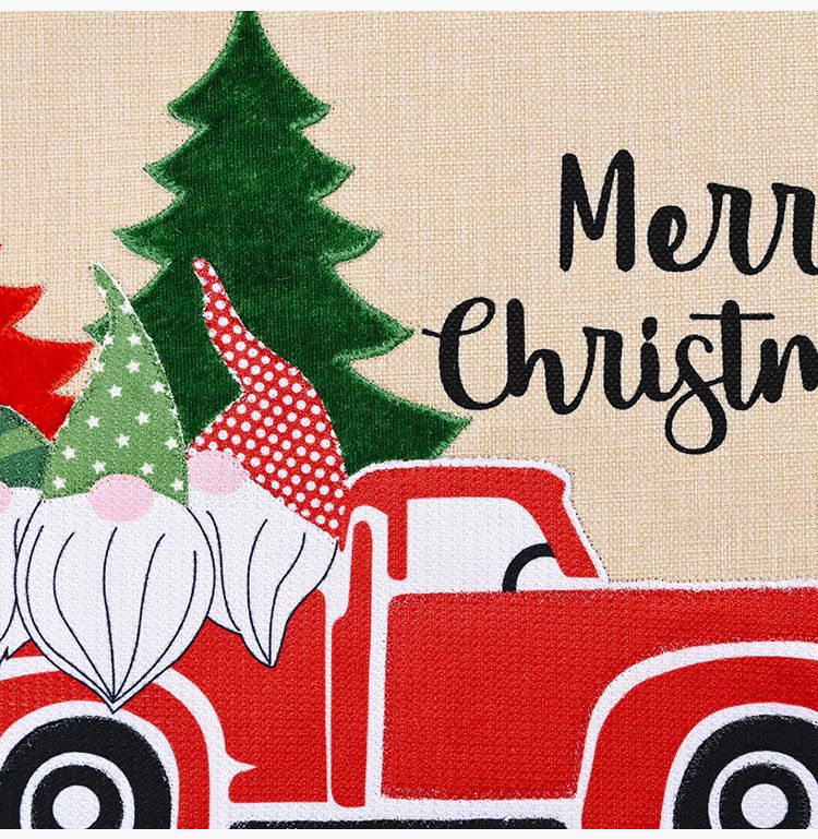 Décorations de Noël Forêt vieil homme voiture set de table en lin napperon créatif table à manger robe assiette coussin tissu_voghion.com