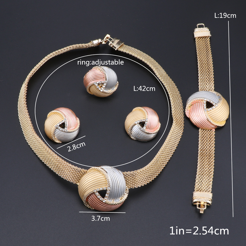 Set di gioielli in oro Dubai per donna grande set di gioielli per collana Set di gioielli da sposa per donna Accessori da sposa_voghion.com