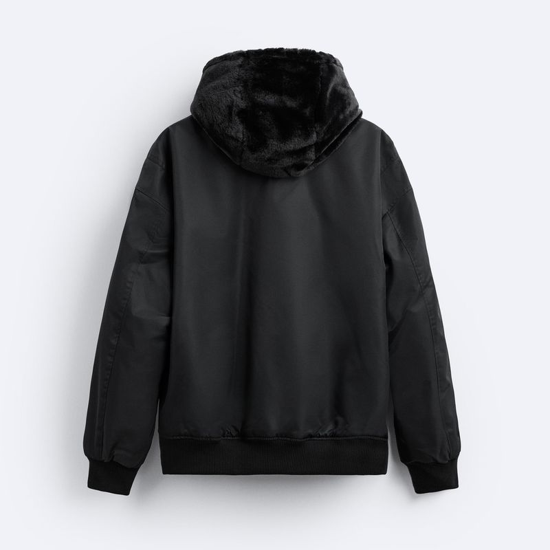 Men's Reversible Thickened Fleece-Lined Hooded Bomber Jacket For Winter, Streetwear Cotton Coat, Black/Grey (S/M/L/XL)_voghion.com