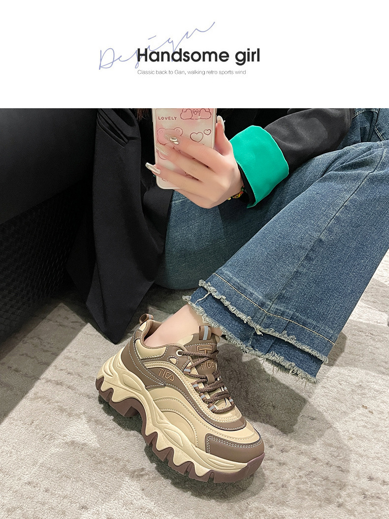 P7Color-blocking Round Head Fashion 2023 Spring And Autumn New Sports All-match Light Luxury Trendy Temperament Casual Running Daddy Shoes Women_voghion.com